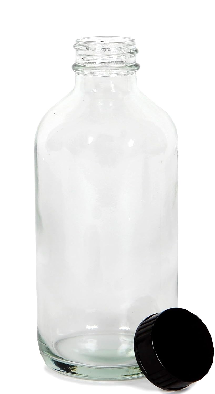 Vivaplex, 12, Clear, 8 oz Glass Bottles, with Lids