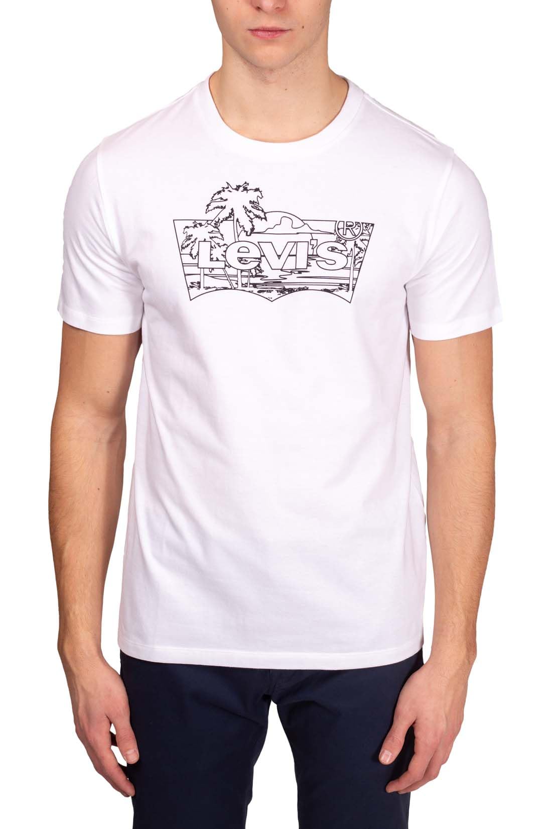 Levi's Men's White - T-Shirt With Tonal Logo Print, M