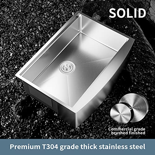 Alwen 30 X 22 Inch Farmhouse Worksation Kitchen Sink, Stainless Steel Farmhouse Apron Front Kitchen Sink, Handmade Modern Apron-Front Single Bowl Farm Kitchen Sink With Ledge And Accessories #TOP2