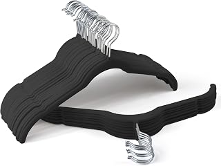 Sishynio Velvet Hangers 30 Pack, Non-Slip Slim Felt Clothes Hangers Black