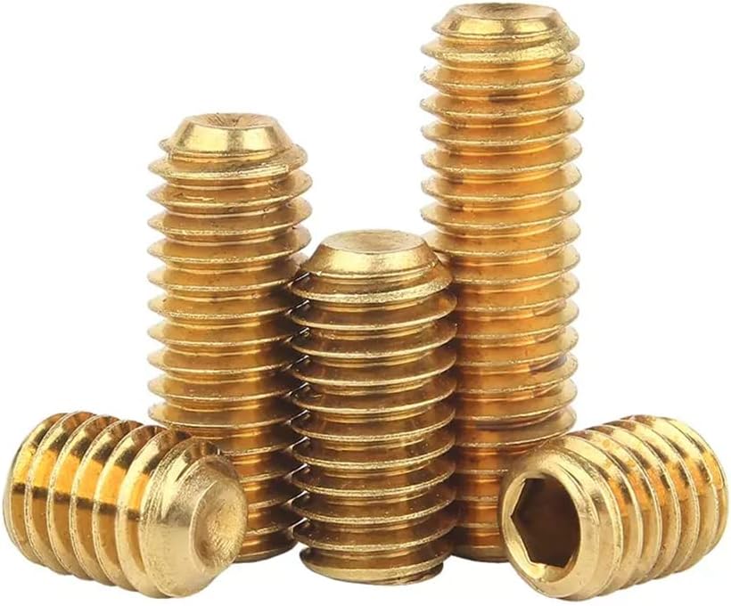 50pcs M2×5mm Brass Allen Socket Set Screws with concave end set screw, Stop screw