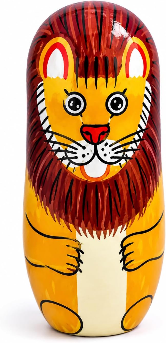 LEELA HANDICRAFT - Art & Craft Handcrafted Wooden Tiger Dolls | Table Decor Showpiece 5 in 1 (6.75 inch)