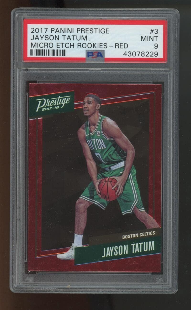 2017-18 Jayson Tatum #3 Panini Prestige Micro Etch Red Boston Celtics ROOKIE RC MINT PSA 9 Graded NBA Basketball Card