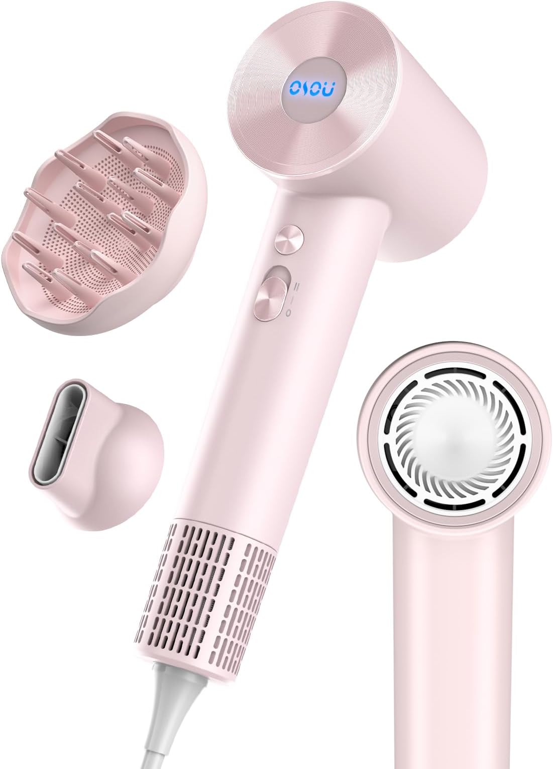 Hair Dryer with Diffuser for Curly Hair, Negative Ionic Hairdryer, High-Speed Blow Dryer with 110, 000 RPM Brushless Motor, Fast Drying Lightweight Travel Hairdryer, Low Noise Quiet Hair Dryers