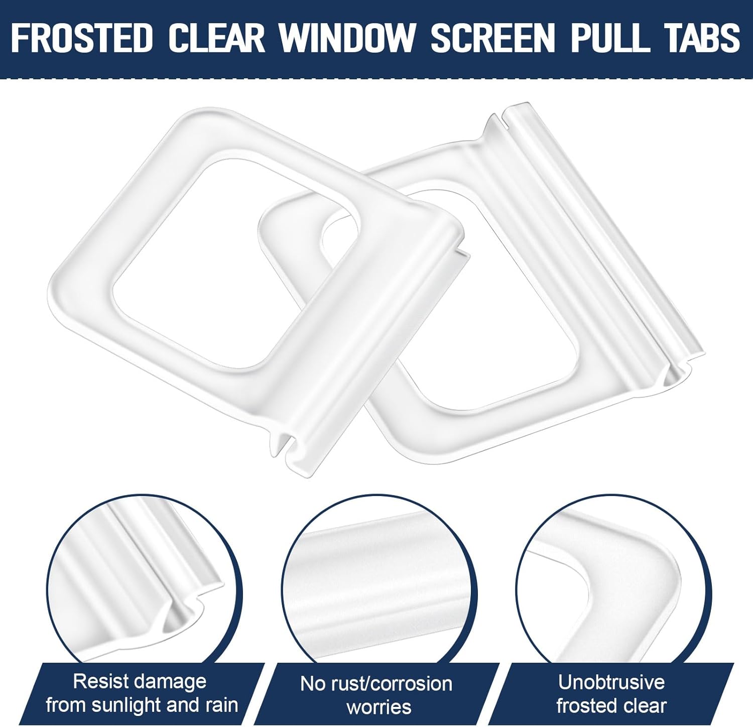 Window Screen Pull Tabs 30 Pack Replacement Universal Spline Channel Pull Lift Tab Plastic Window Screen Lift Tabs （Frosted Clear ）