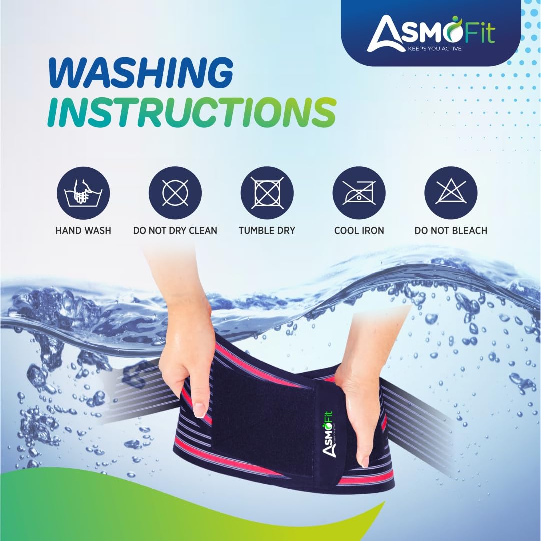 Asmofit Lumbar Sacral Belt for Lower Back Pain Relief | Adjustable Back Support Belt for Waist Support & Injury Recovery | Lumbo-Sacral Belt for Men & Women -Pink (28-44 Inches,Universal) - Image 7 thumbnail