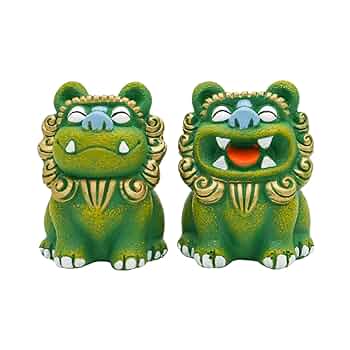 シーサー 琉球焼 緑釉 置物 厄除 骨董品 インテリア オブジェ シーサー中 緑釉 | クラフ陶スタジオK'S