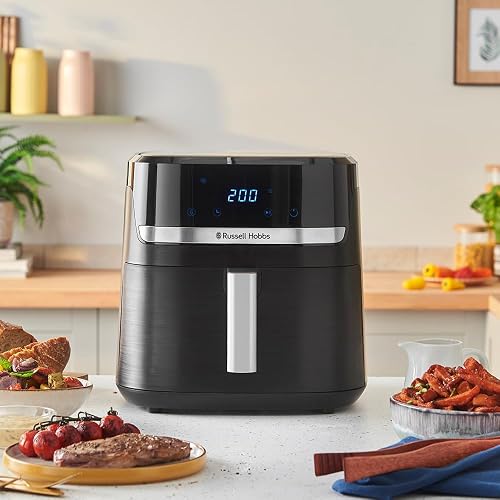 Russell Hobbs Air Fryer XXL 8,3L Rapid Air (Compact, Silencieux, Pizza Ø 26cm) Friteuse sans huile (9-en-1, Cuit, gril, rôtit et plus, économe, tactile,arrêt auto, compatible lave-vaisselle) 27632-56 - 5