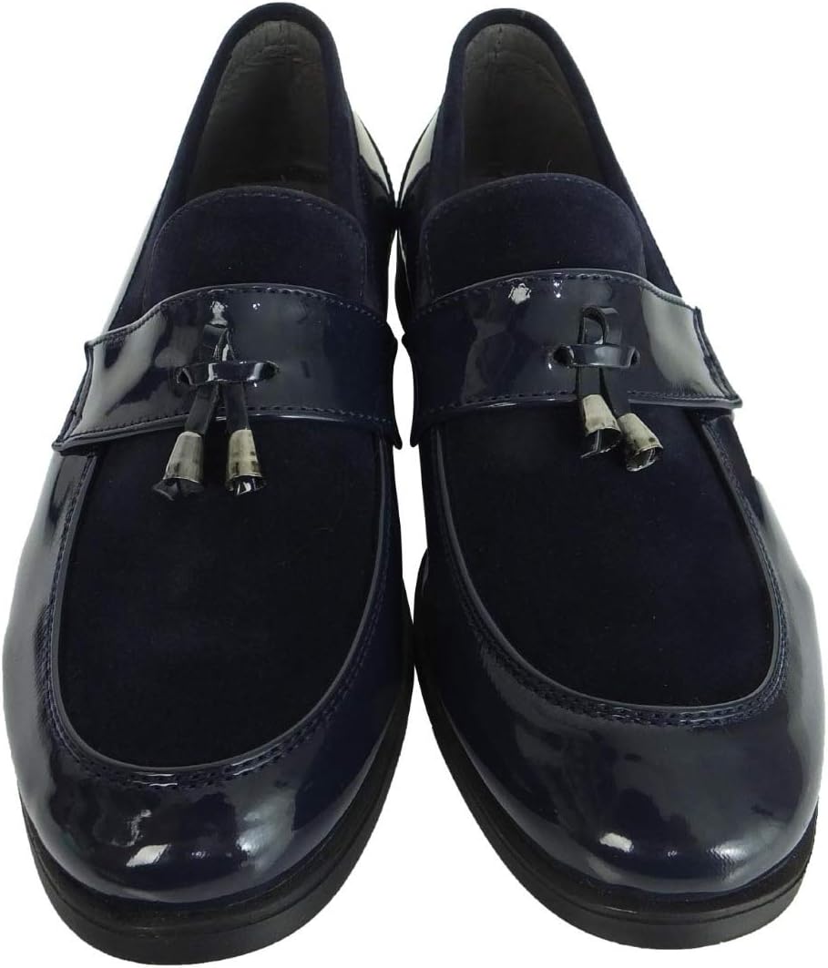 Flamingo Boys Formal Patent Leather & Suede Slip on Loafers Shoes