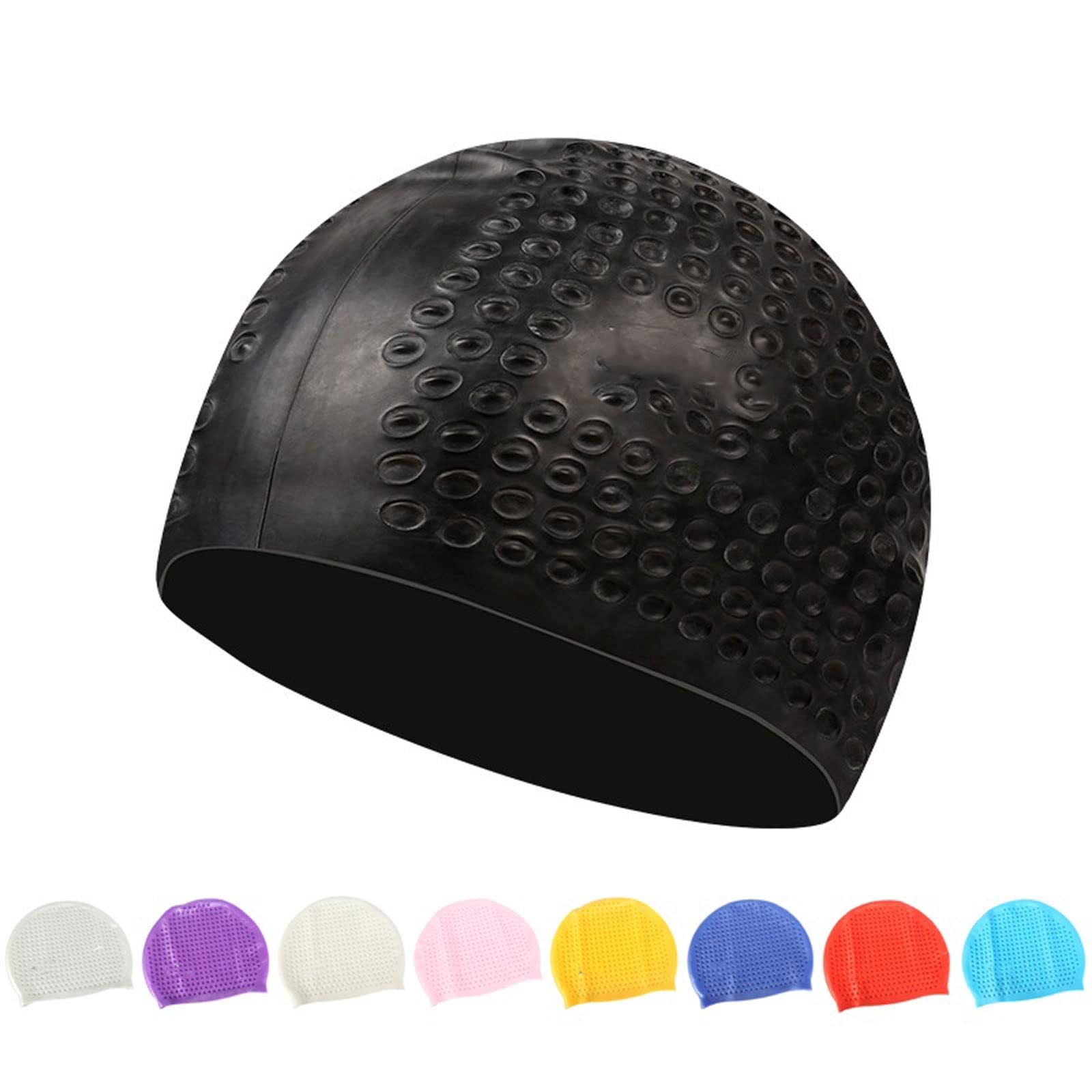 Cuffia da nuoto grande, impermeabile, in silicone, cuffia da nuoto per piscina e bagno, cappello per orecchie, protezione per capelli lunghi, per donne e uomini (4)