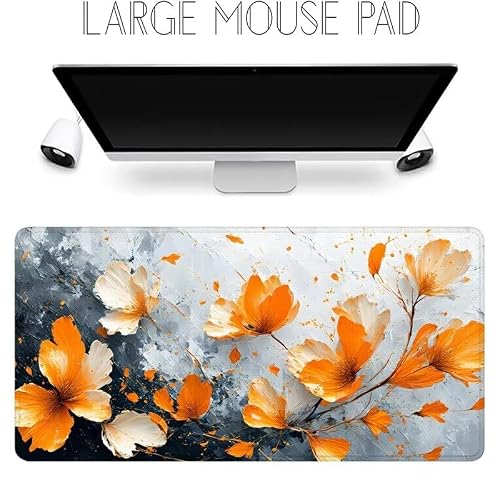 Gaming Tapis de Souris XXL 900 x 400 x 5 mm, Fleur Tapis Souris Feuille de Ginkgo sous Main Bureau Base Caoutchouc Anti-dérapant, Tapis de Souris Gaming pour améliore la Vitesse et la précision H1008 – vue 2