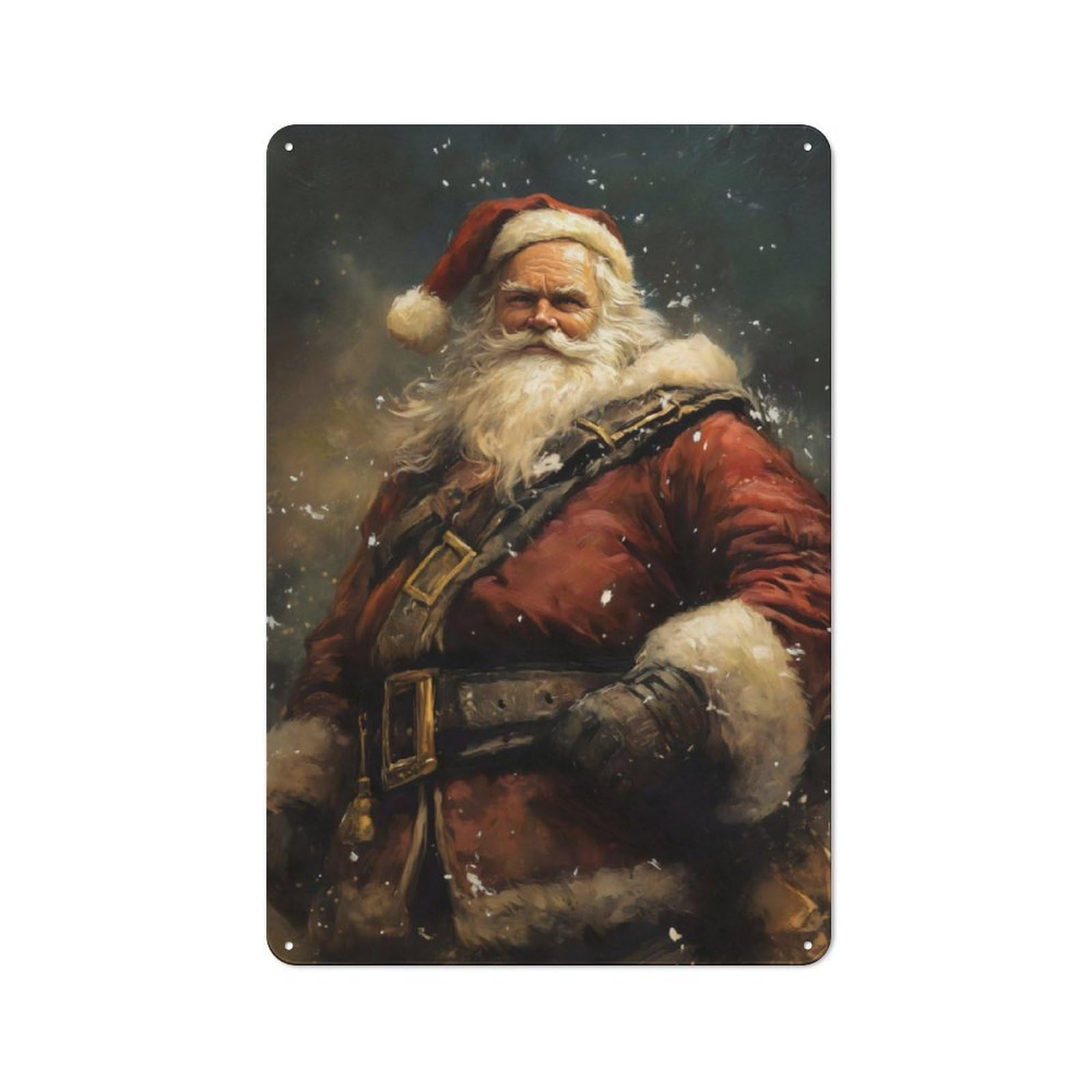 Junmoney Santa Claus Painting Metal Plaque 30X20cm With For Workshop Wall, Retro Decor, For Garage, Workshop And Man Cave Decoration