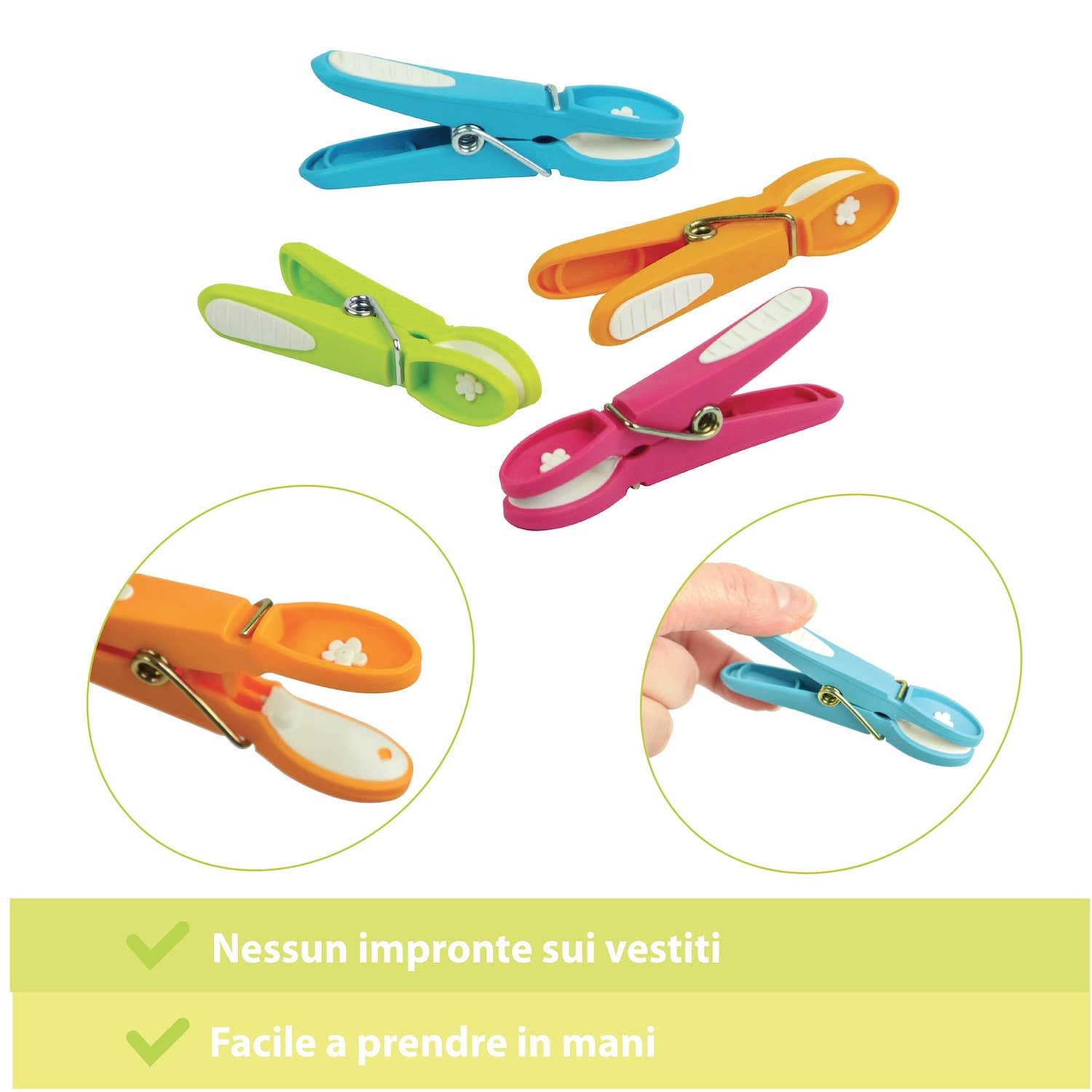 Set 60 Mollette Da Bucato Con Cestino - Antivento, Senza Impronte, In Plastica E Acciaio Inox, Multiuso