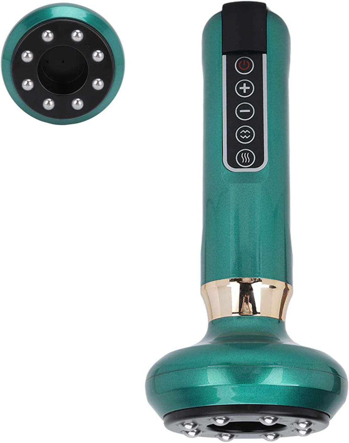 Electric Gua Sha Cupping Massager,Rechargeable Anti Cellulite Massage Tool with Steel Balls,Heating Gua Sha Device for Muscle Relax(Green)