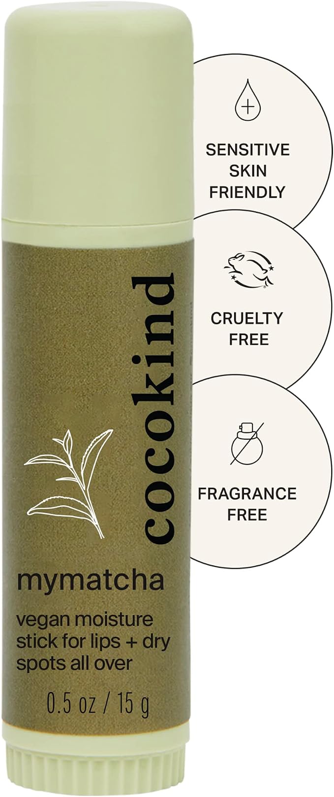 CocokindMymatcha All-Over Moisture Stick, Lip Balm and Eye Cream for Dry Skin 0.5 Oz
