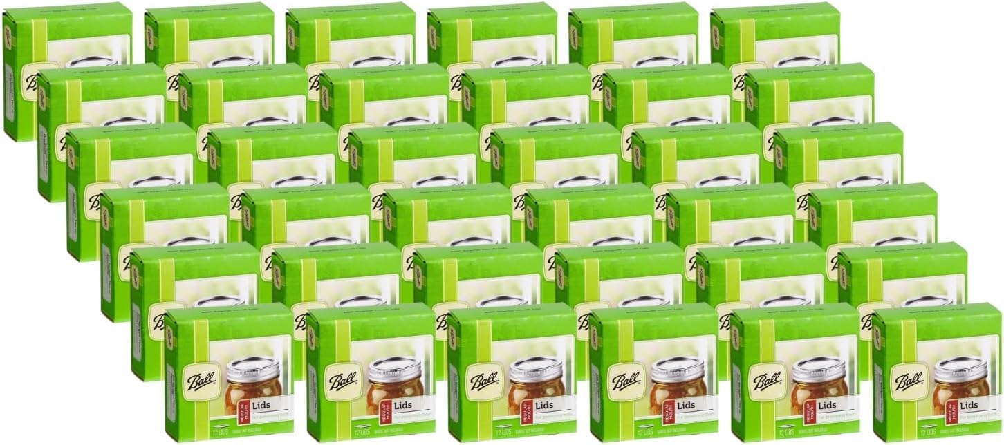 Ball Regular Mouth Lids for Glass Mason Jars, Used for Canning, Pickling, Juice, Jam, Jelly 12-Count, Pack of 8 (96-Lids Total)