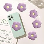 Cute Daisy Flower Shape Collapsible Expandable Multi Functional Mobile Phone Grip & Kicktand,for Phones Cute Flower Cell Phone Ring Holder,Silicone Mobile Phone Grip Stand (Purple)
