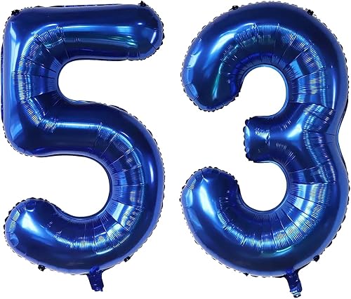 40Inch 53 Balloon Numbers NavyBlue Helium Number 53 Balloons Self-Sealing for Birthday Decorations and Anniversary Party Décor(NavyBlue53)