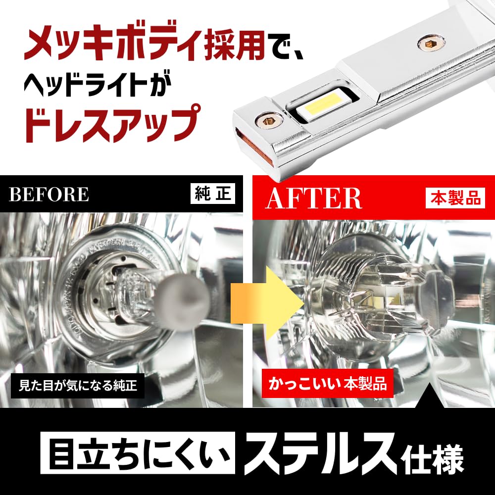 Amazon | HID屋 H1 LED ヘッドライト 爆光 ホワイト 車検対応 小型