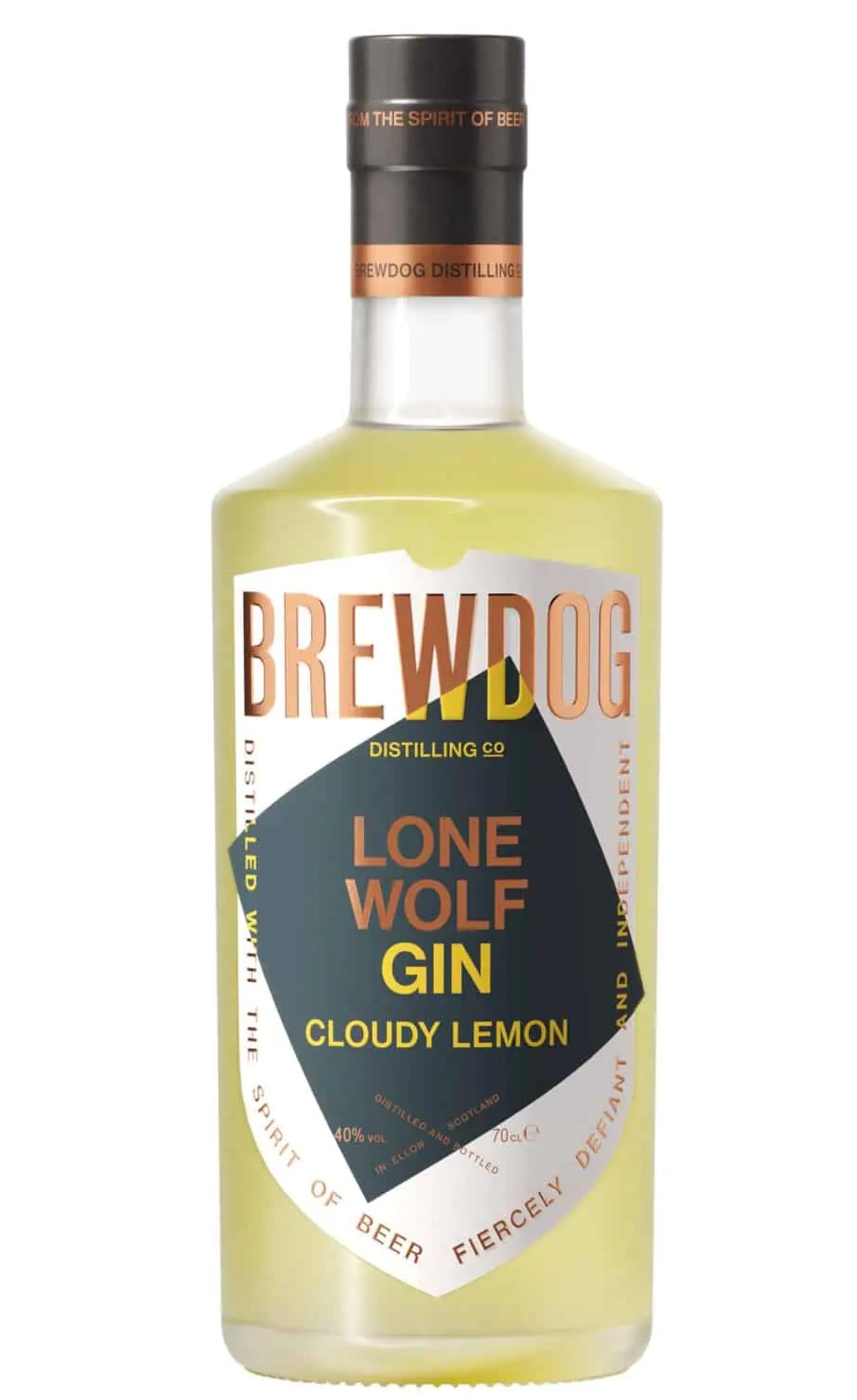 LoneWolf Cloudy Lemon Gin 70cl, 40% ABV - Made by BrewDog Distilling Co in Scotland - Macerated in Fresh Sicilian Lemon Peel