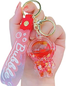 Cartoon Jewelry Dolls Keychain with Sturdy Resin Oil Pendant and Liquid Glitters Bottle for Fashionable Women Ladies Quicksand Keychain