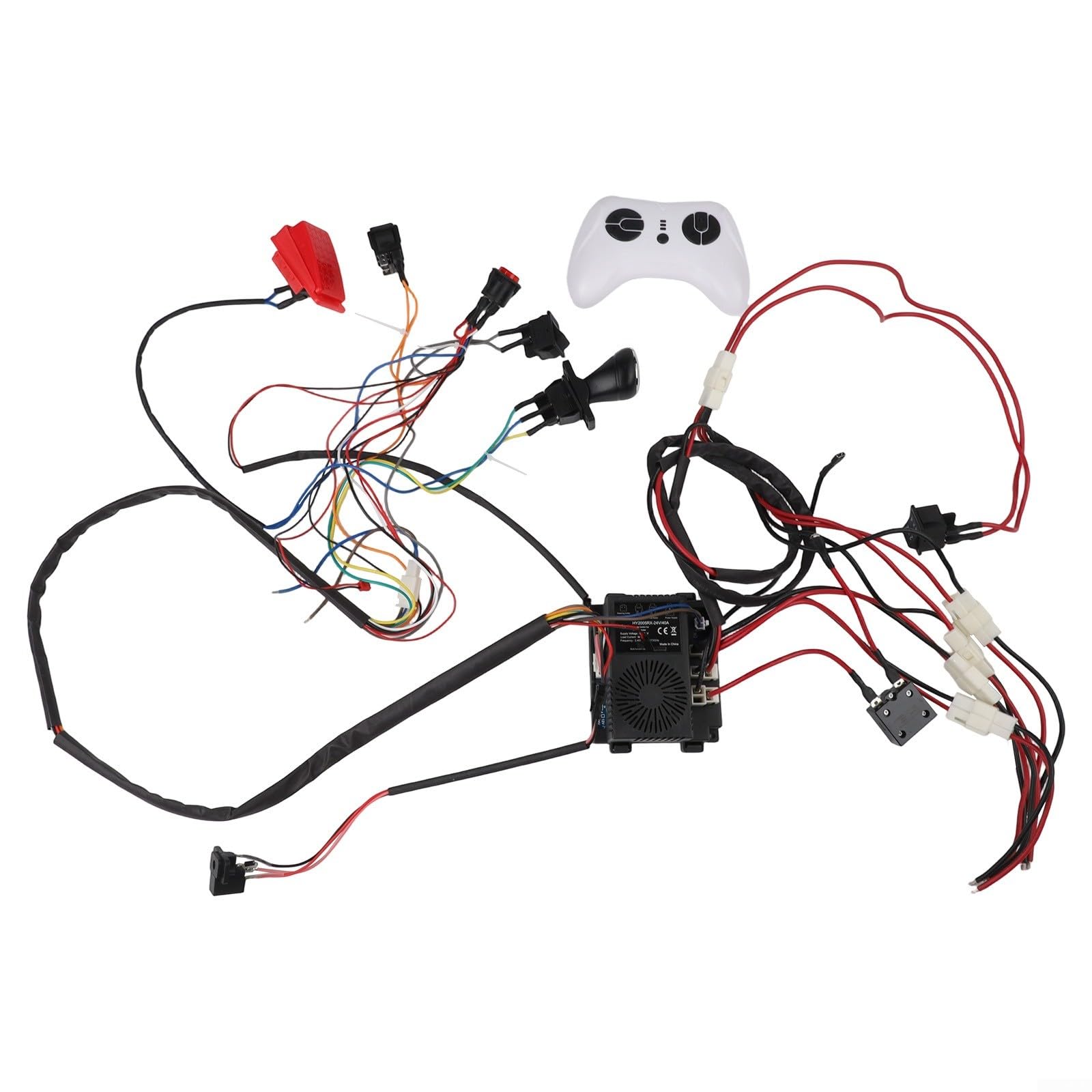 Kit di conversione cablaggio 24 V 40 A per auto elettriche per bambini, telecomando 2,4 G con interruttore alta/bassa velocità, arresto avanti e indietro, compatibile con alimentazione da 12 V-24 V