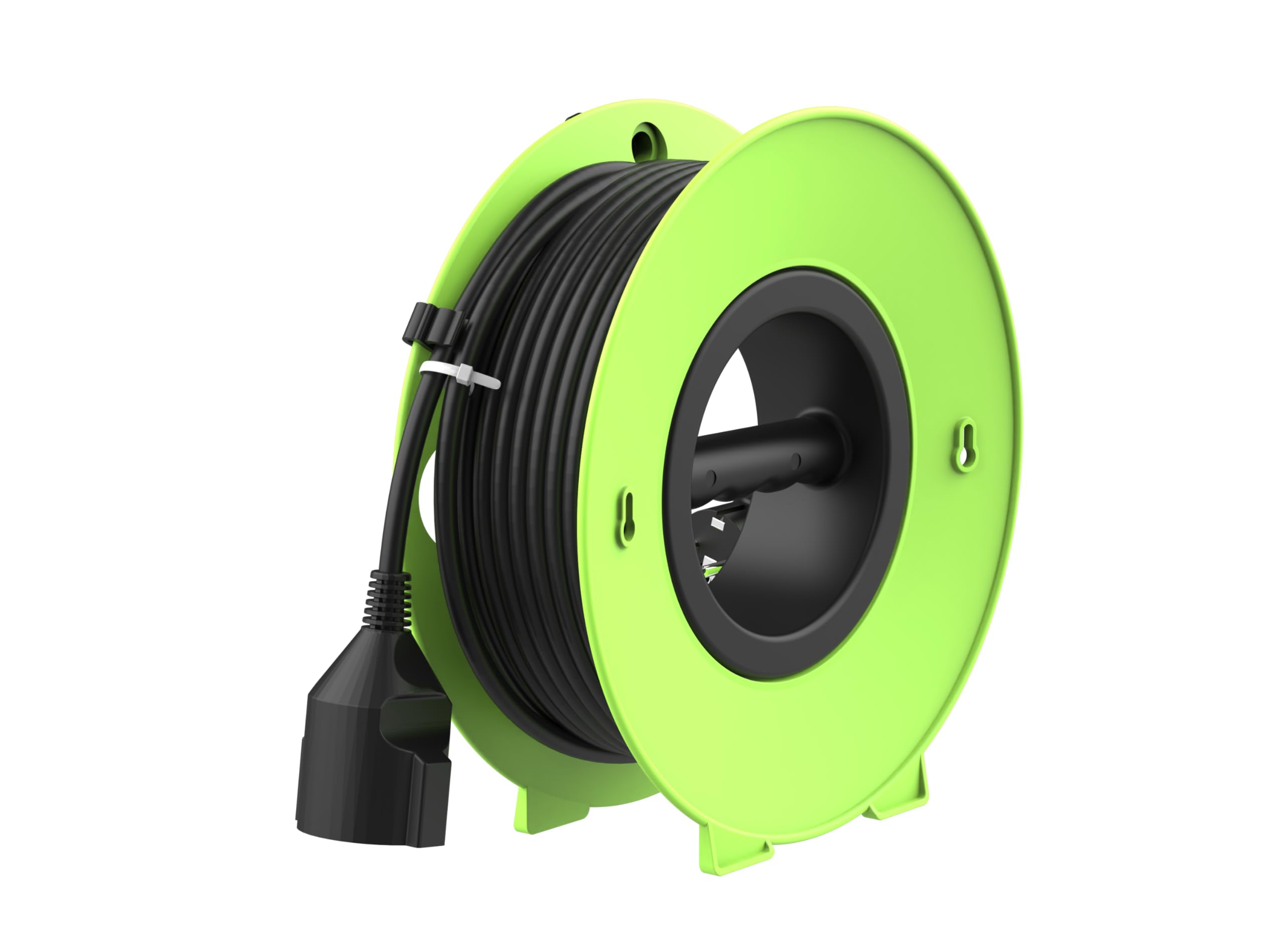 MutecPower avvolgicavo con prolunga Schuko da 20 m, spina ultra piatta con linguetta ribaltabile H05VV-F 3G1.5, 16A/250V, IP20 per uso interno – verde, portatile, avvolgibile e montabile a parete