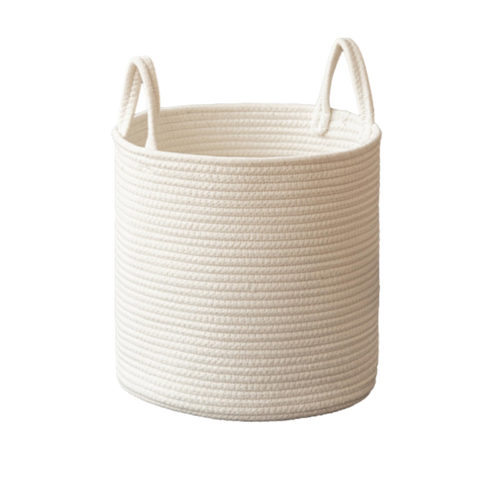 Beige Aufbewahrungskorb, Runder Baumwollseil-Aufbewahrungskorb, Korb für schmutzige Wäsche, Aufbewahrungsbox, Geeignet für Spielzeug, Decken, Schmutzige Kleidung, Kleinigkeiten, Snacks (Beige, L)