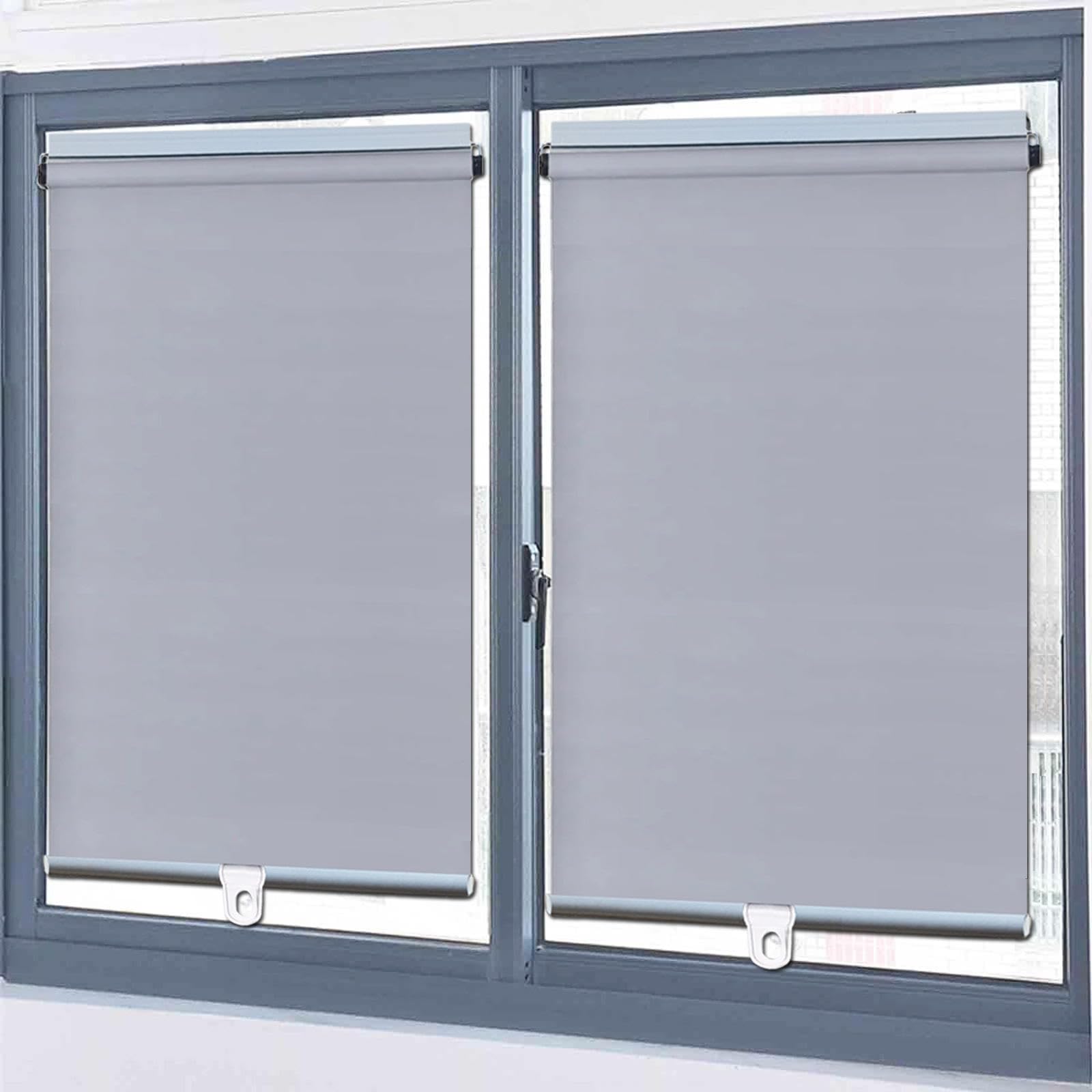 Blackout Roller Blind,No Drill Blinds for Windows,Retractable Roller Blinds,32-150cm Wide Bedroom Balcony UV Protection Curtains,Temporary Privacy Blinds,With Spring System,Grey-40x150cm(15.7x59in)