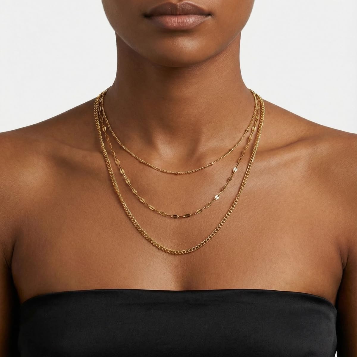 Women's 11PCS Gold Layered Necklace Set, Dainty Snake Paperclip Cuban Link Chain Stackable Jewelry, Non Tarnish