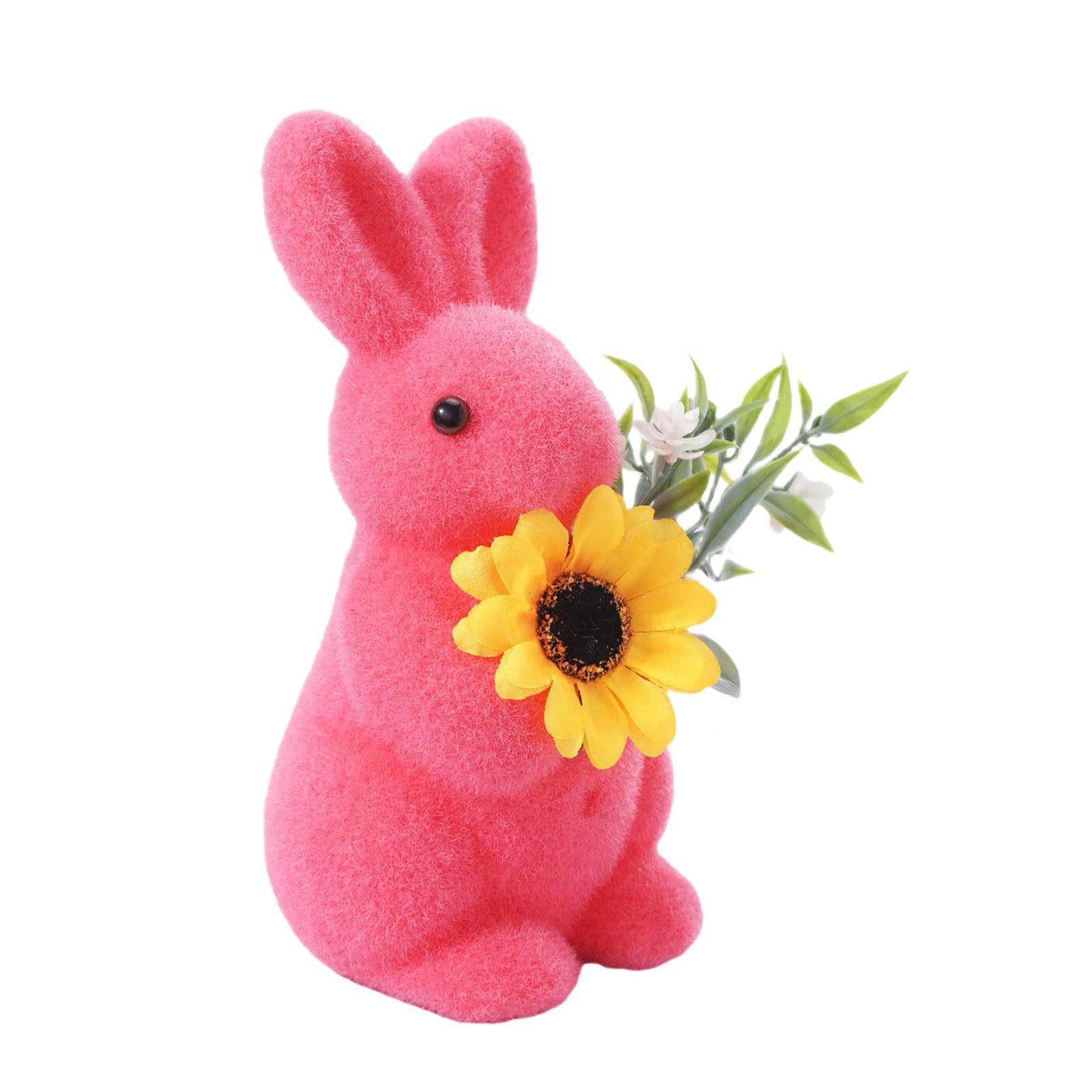 Lerpwige Flocking Bunnies Figurines Spring Rabbits Statues Sculptures Indoor Easter Decorations Ornament Home Decors Easter Decorations Indoor Outdoor