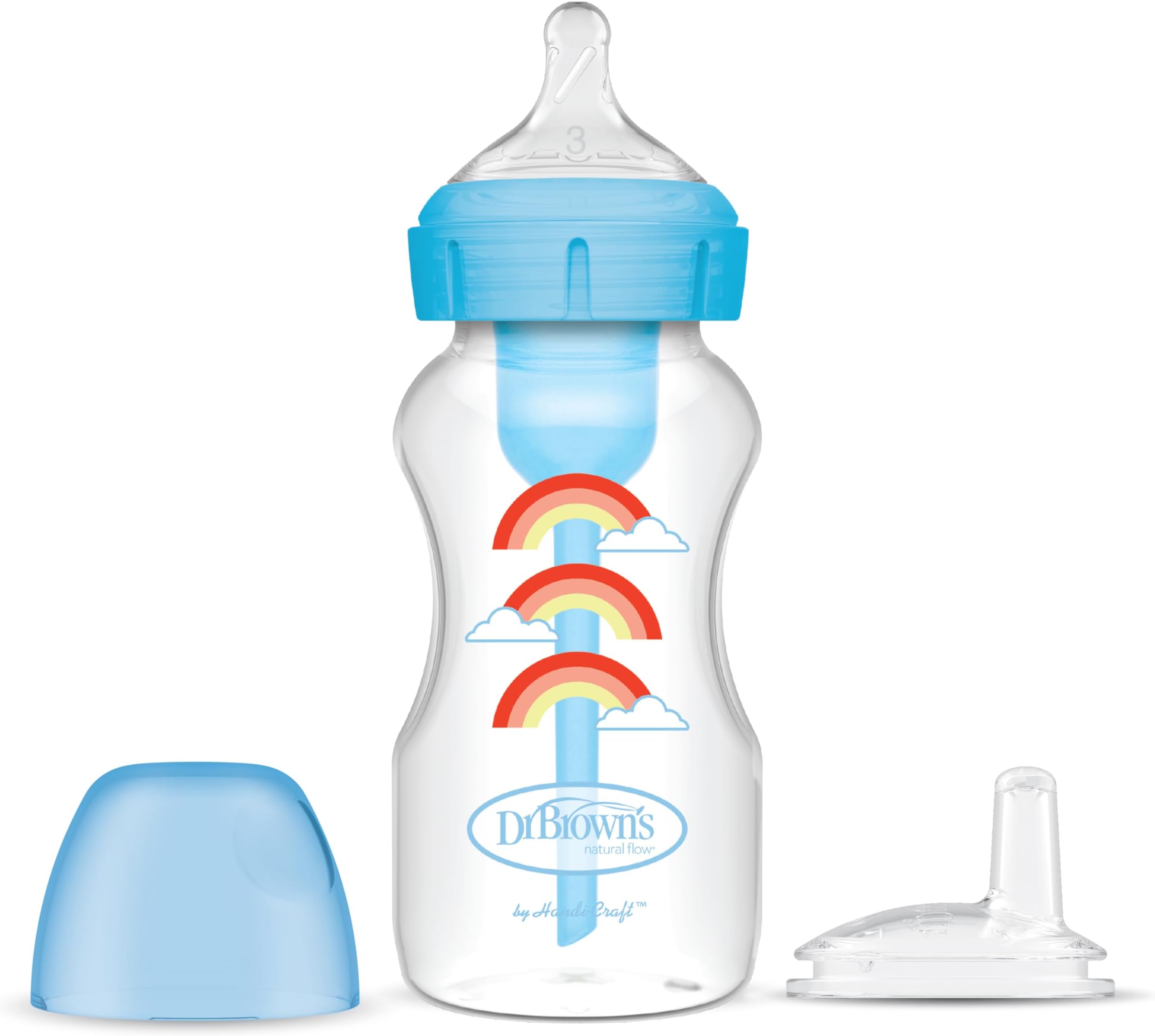 Dr. Brown's 270ml Wide-Neck Transition Bottle - Blue Rainbow
