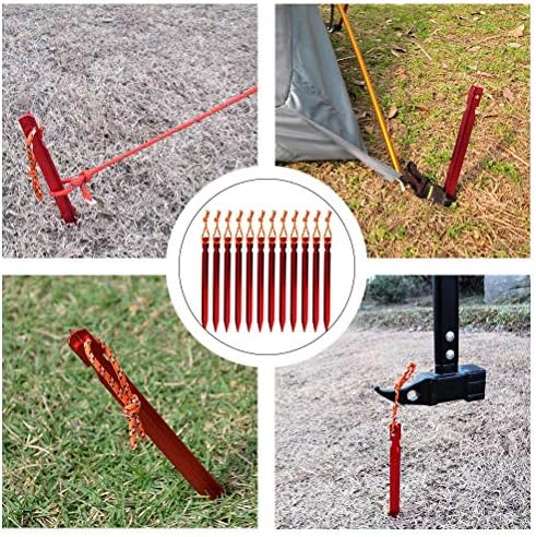 WIFUN 12 Pieces Tent Pegs, Y-shaped Heavy Duty Tent Pegs Aluminium Alloy Camping Tent Stake Nail with Reflective Rope for Camping, Outdoor, Beach and Hiking