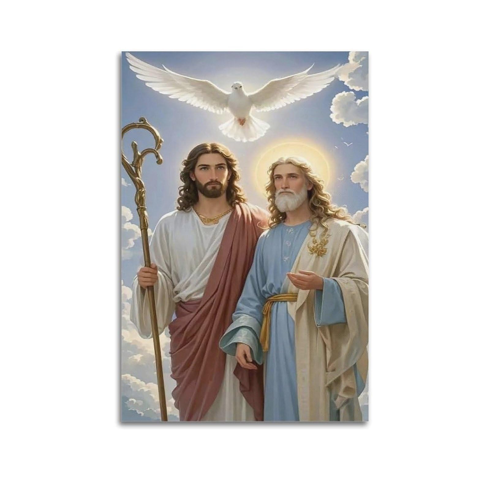 ZHOUKEG Religious Image of Holy Trinity’s Blessing Artistic Wall Mural Modern Hanging Decor Poster08x12inch(20x30cm)