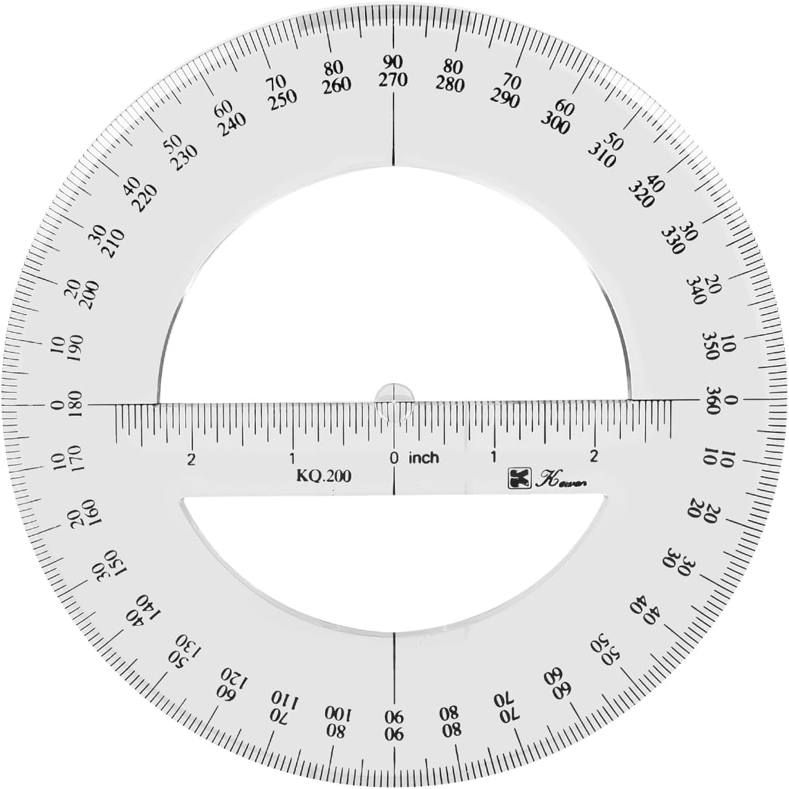 2 PCS 360 Full Circle Protractor, 20cm Plastic Math Measuring Tools Round Protractors Ruler Full Midround Angle Protractor