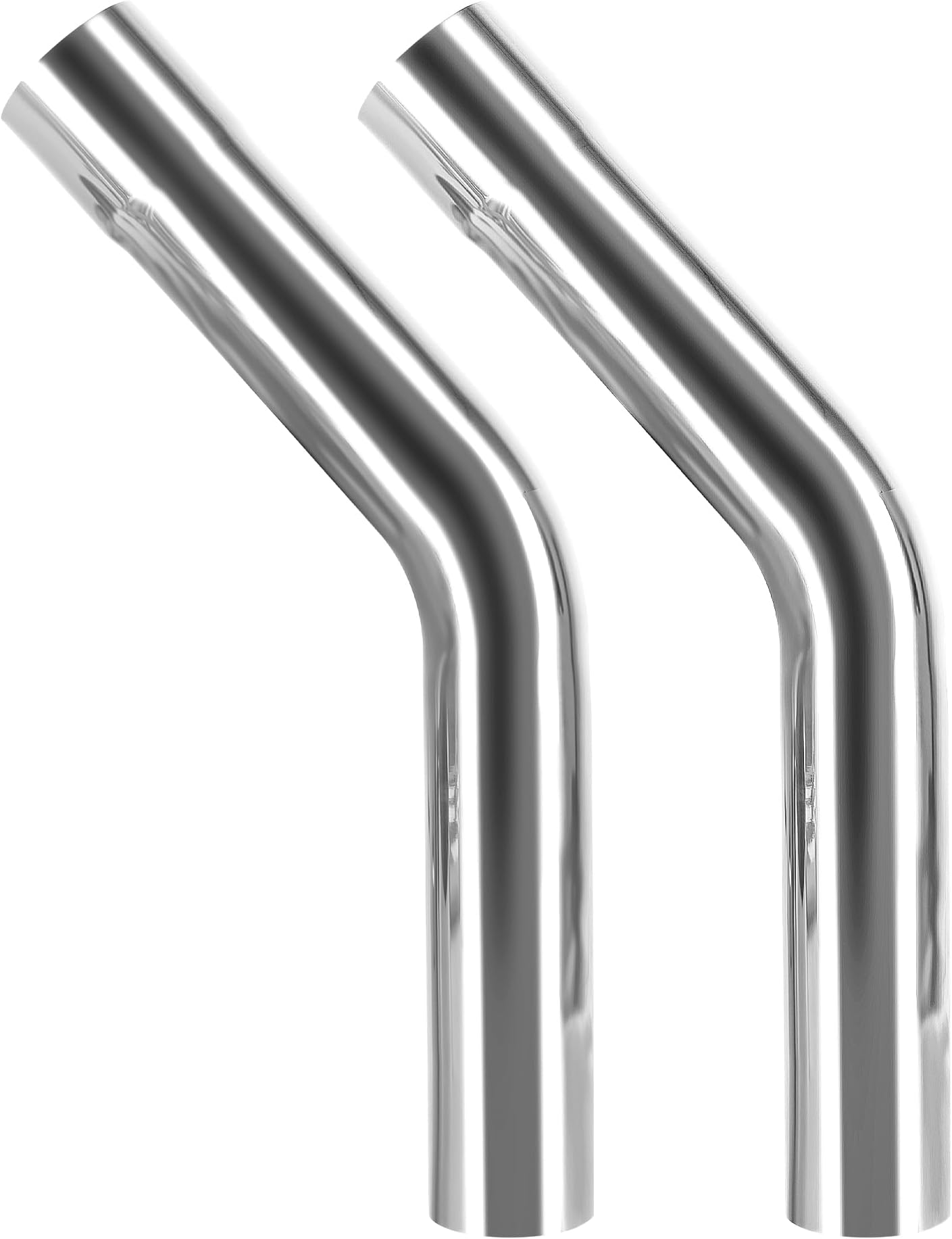 Richeer 45 Degree 2.5 inch O.D. Stainless Steel DIY Custom Exhaust Tubing，45° Mandrel Bend Exhaust Pipe, Polished Surface,Universal Fit (2PC)