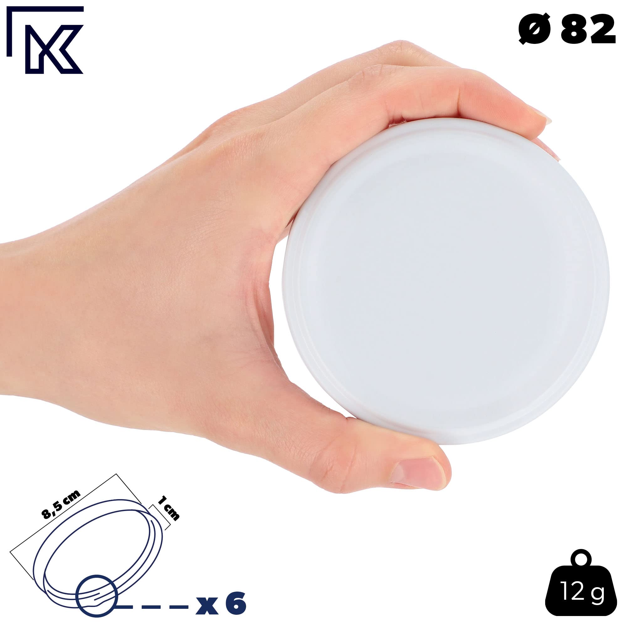 KADAX Set di 50 Copertura a Vite FI82 mm, Set di Copertura a Torsione in Metallo, Coperchio di Ricambio per barattoli di muratura, Coperchio con 6 Denti Riser per Occhiali da schianto e b