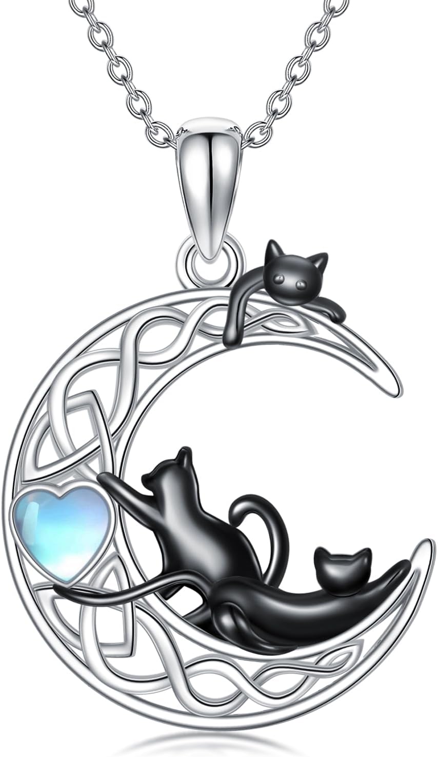 Dorunmo Animal Necklace 925 Sterling Silver Cat/Sloth/Axolotl/Dolphin Necklace Celtic Knot Pendant Birthday Anniversary Animal Jewelry for Women Friends Animals Lover