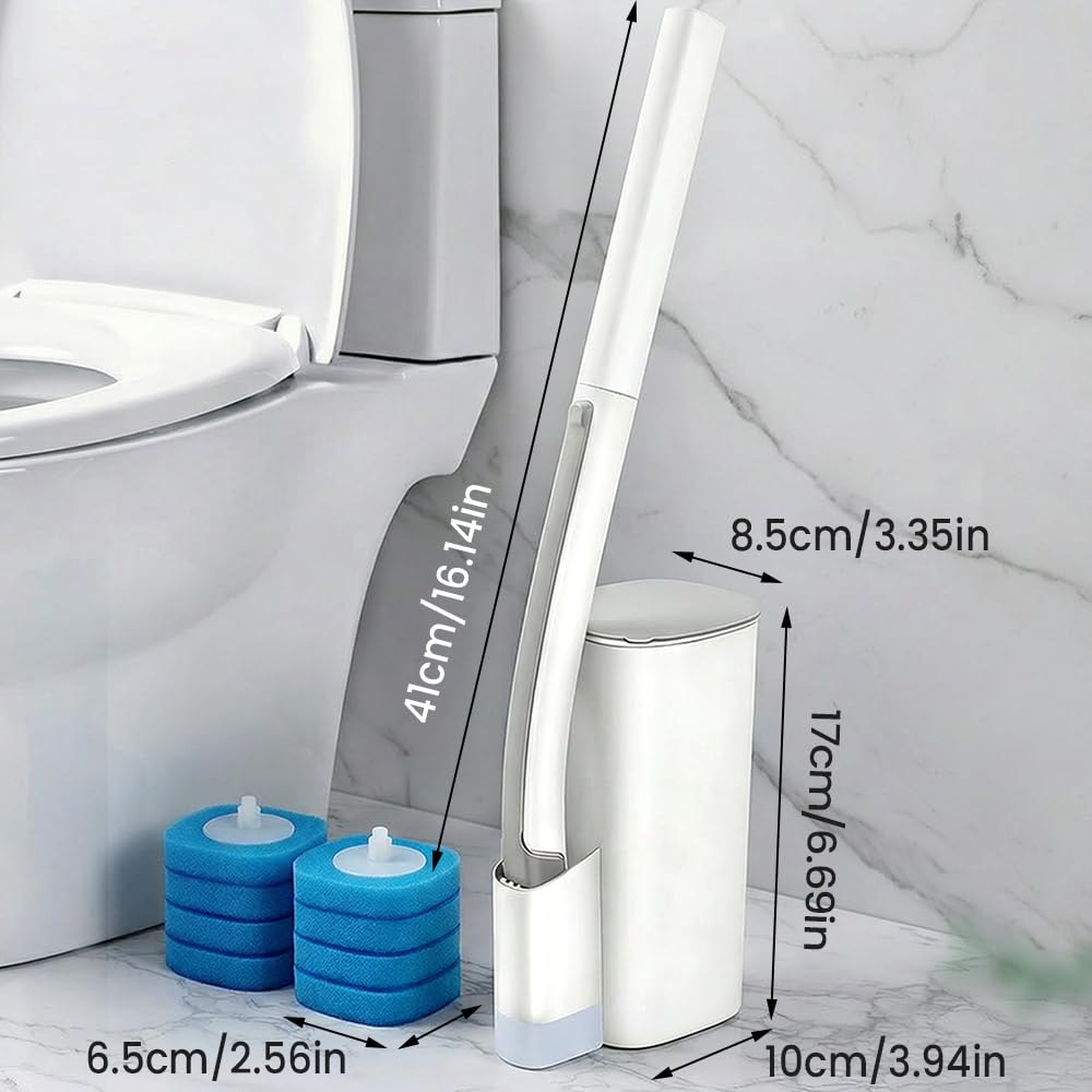 Kit de cepillo de inodoro 2026, incluye 16 recambios de limpiador, varita de inodoro montada en la pared, herramienta de limpieza de baño para inodoro, fregadero y bañera, fácil almacenamiento y uso
