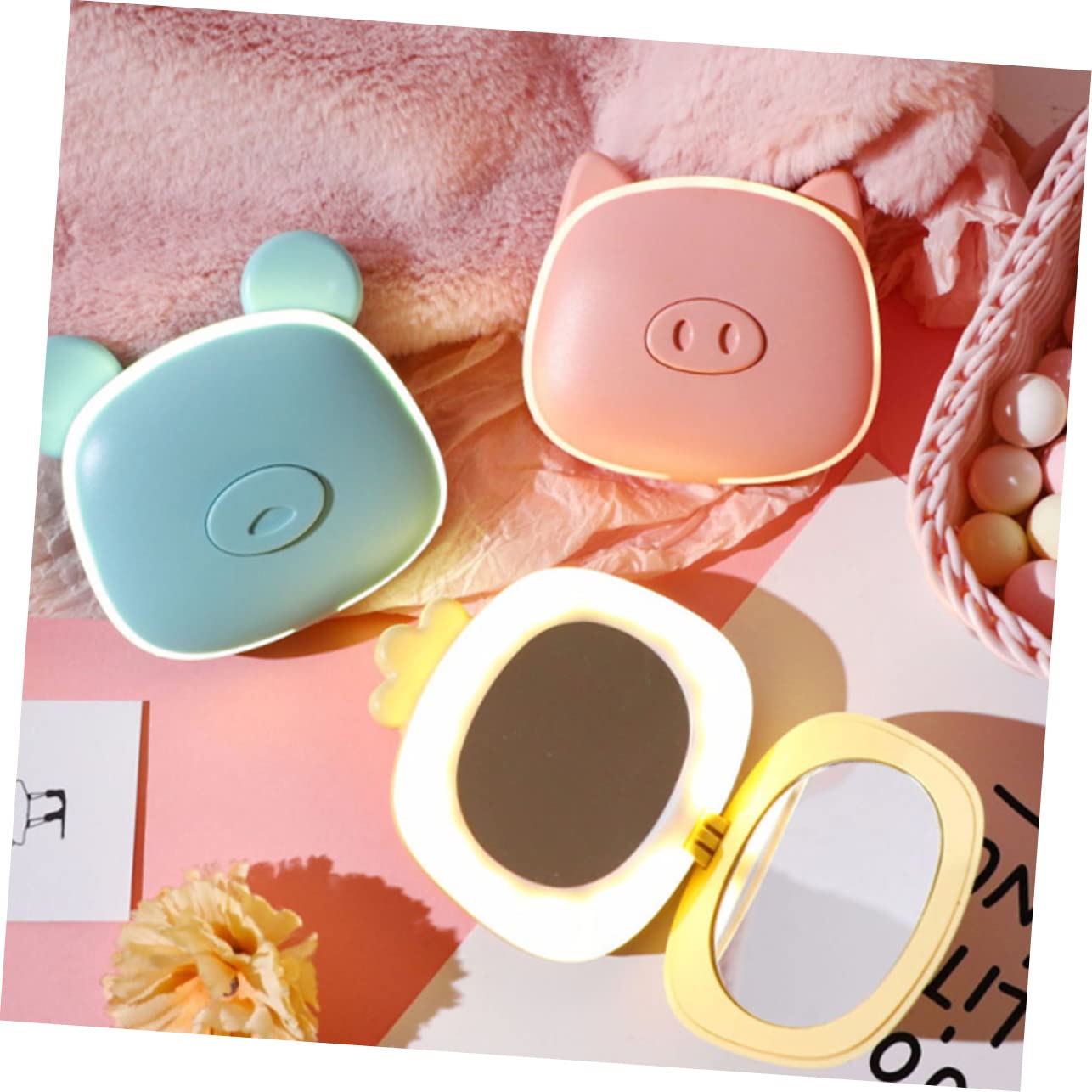BESPORTBLE 8pezzi Scaldamani Usb Portatile Mini Scaldamani Forma Di Cartone Con Specchio Pollo Riscalda Mani Compatto e Leggero Per Ufficio e Attività All Aperto