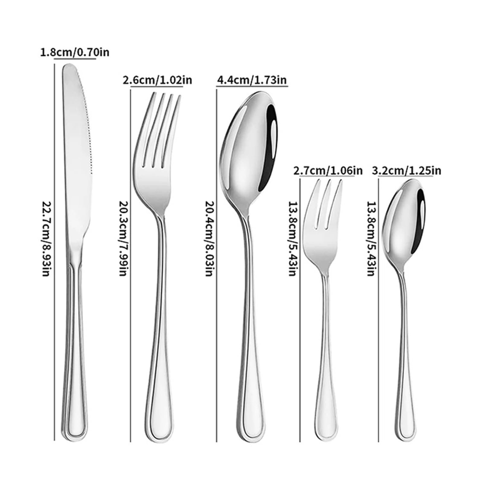 Juego de cubiertos acero inoxidable, tenedor y cuchara for postre, 6/30 Uds., adecuados for restaurantes hoteles(6pcs)