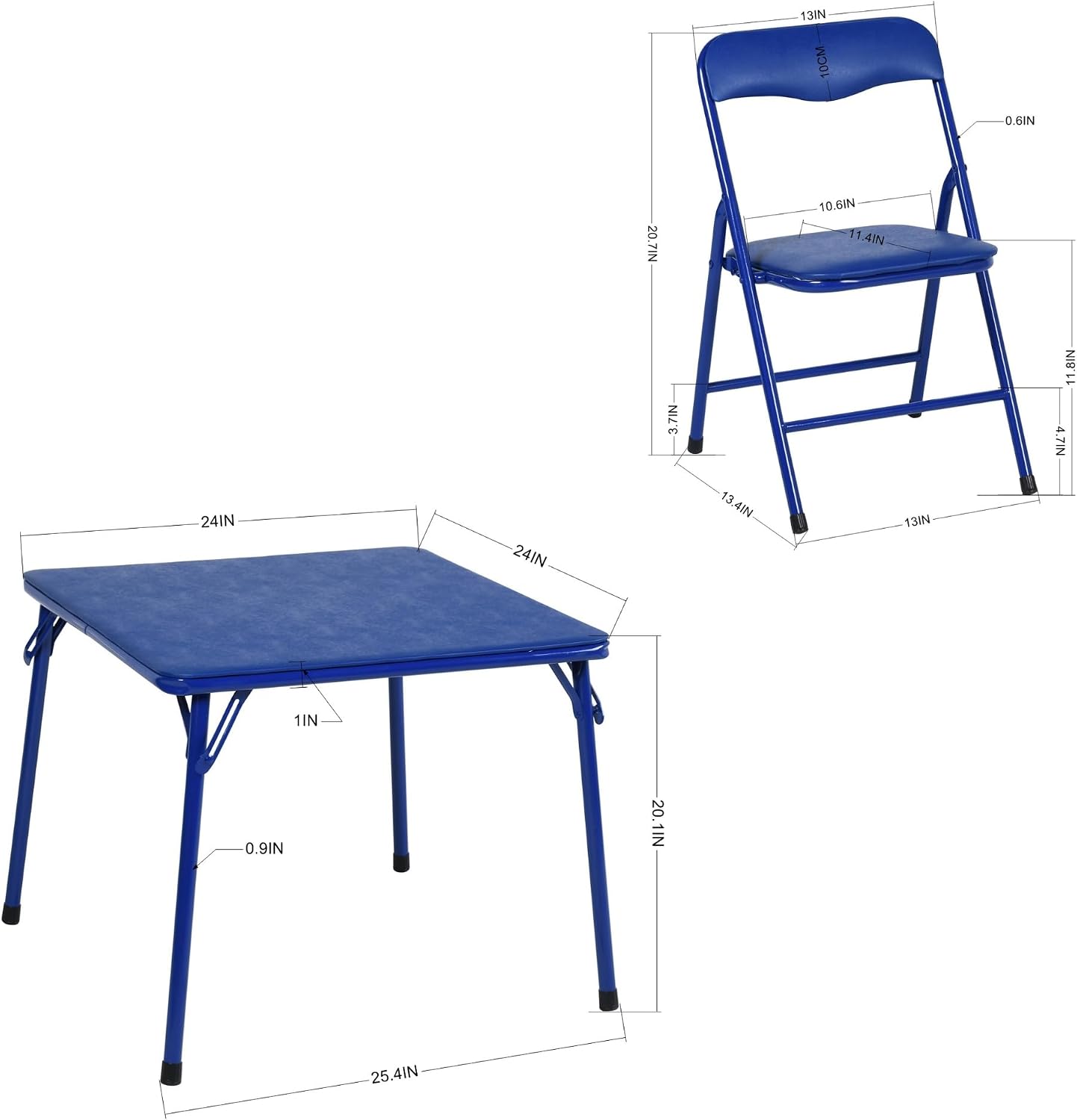 FurnitureR Kids 5-Piece Folding Table and Chairs Set for Daycare and Classrooms, Children's Activity Table and Chairs Set, Space Save, Multi-Color