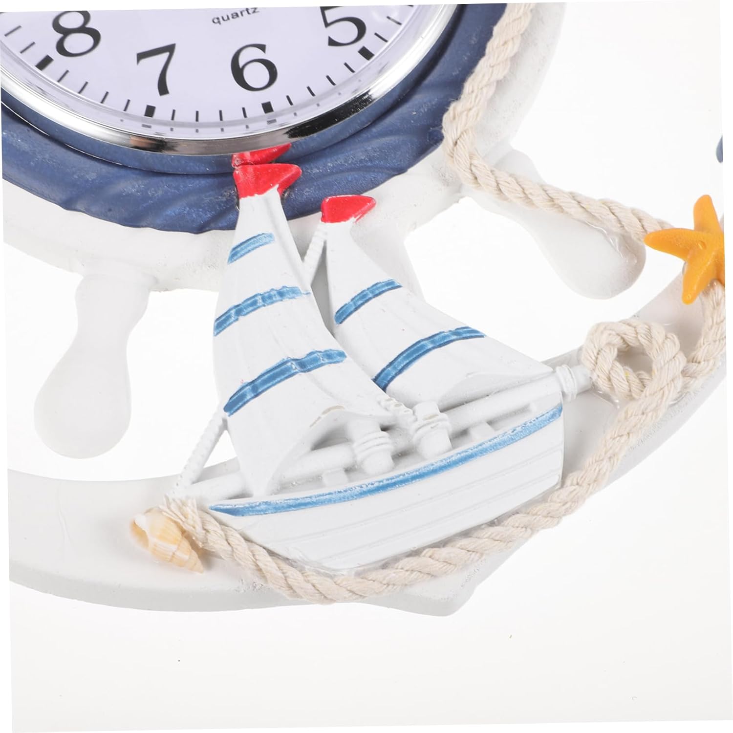 SEWACC Anchor Clock Mediterranean Style Wall Clock Nautical Anchor Beach Sea Theme Nautical Decor Ornament
