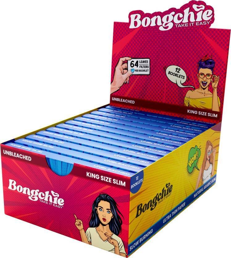 Bongchie Double Unbleached Rolling Papers (Pack of 12) | Ultra-Thin, 100% Natural & GMO-Free | Slow & Even Burn | Eco-Friendly, Biodegradable Papers for Tobacco & Herbal Blends-image-0