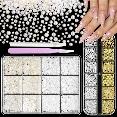 Caviar Beads for Nails, Pearls Nail Art, Silver Gold Round