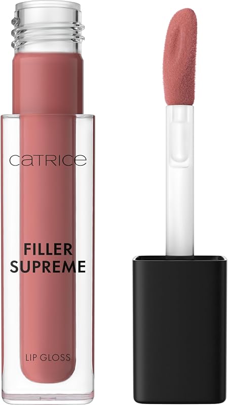 Catrice Filler Supreme Lip Gloss (050 | Nude, Not Rude), High Shine | Tinted Finish, Glass Shine & Glossy Formula, Non-Sticky, Made with Peptides & Hyaluronic Acid; Vegan & Cruelty Free