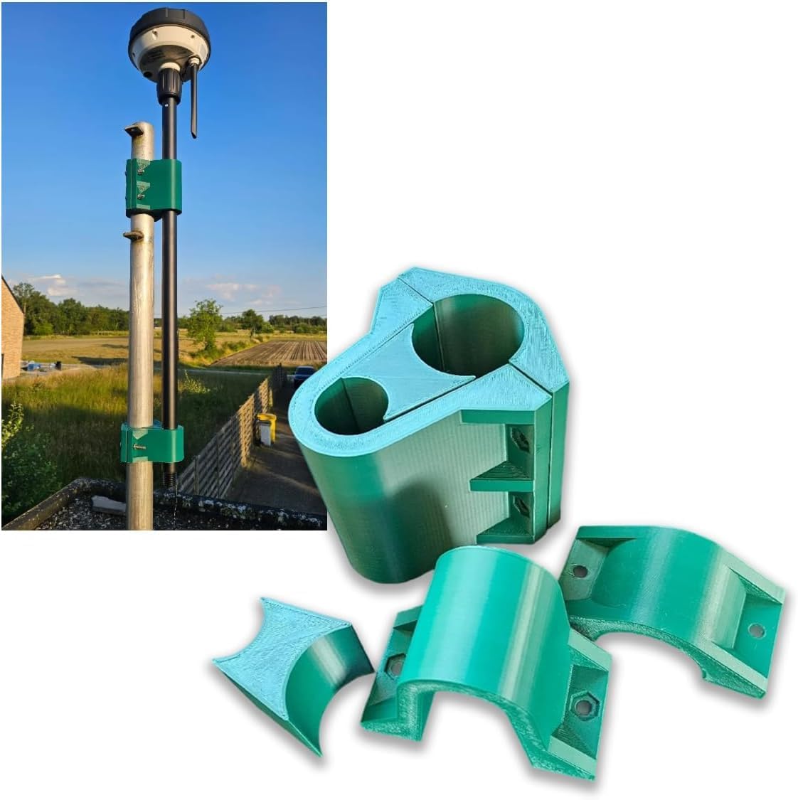 Zephyr's Market RTK Antenna Pole Clamp Mount Compatible with Mammotion Luba 1, 2, 2X & Yuka | Fits Pole Size 30-48mm | RTK Antenna Holder