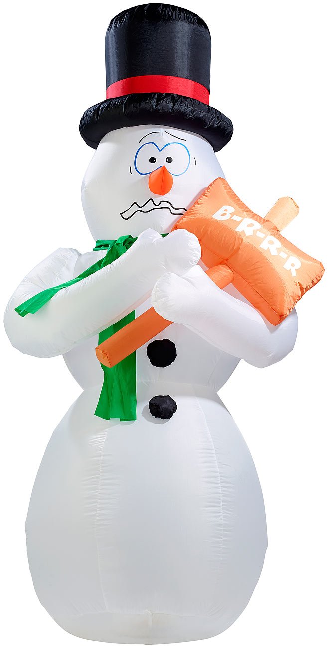 infactory XXL Schneemann: Selbstaufblasender Bibber-Schneemann, 1,80m (Weihnachtsdeko-aussen Figuren, Weihnachtsdeko, Deko)