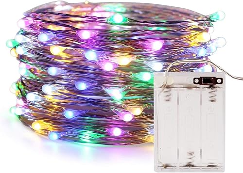 Miniatura 6 de ANJAYLIA Paquete de 4 luces de hadas de 33 pies, 100 luces LED, funciona con pilas, mini luces estrelladas parpadeantes para bodas, fiestas,
