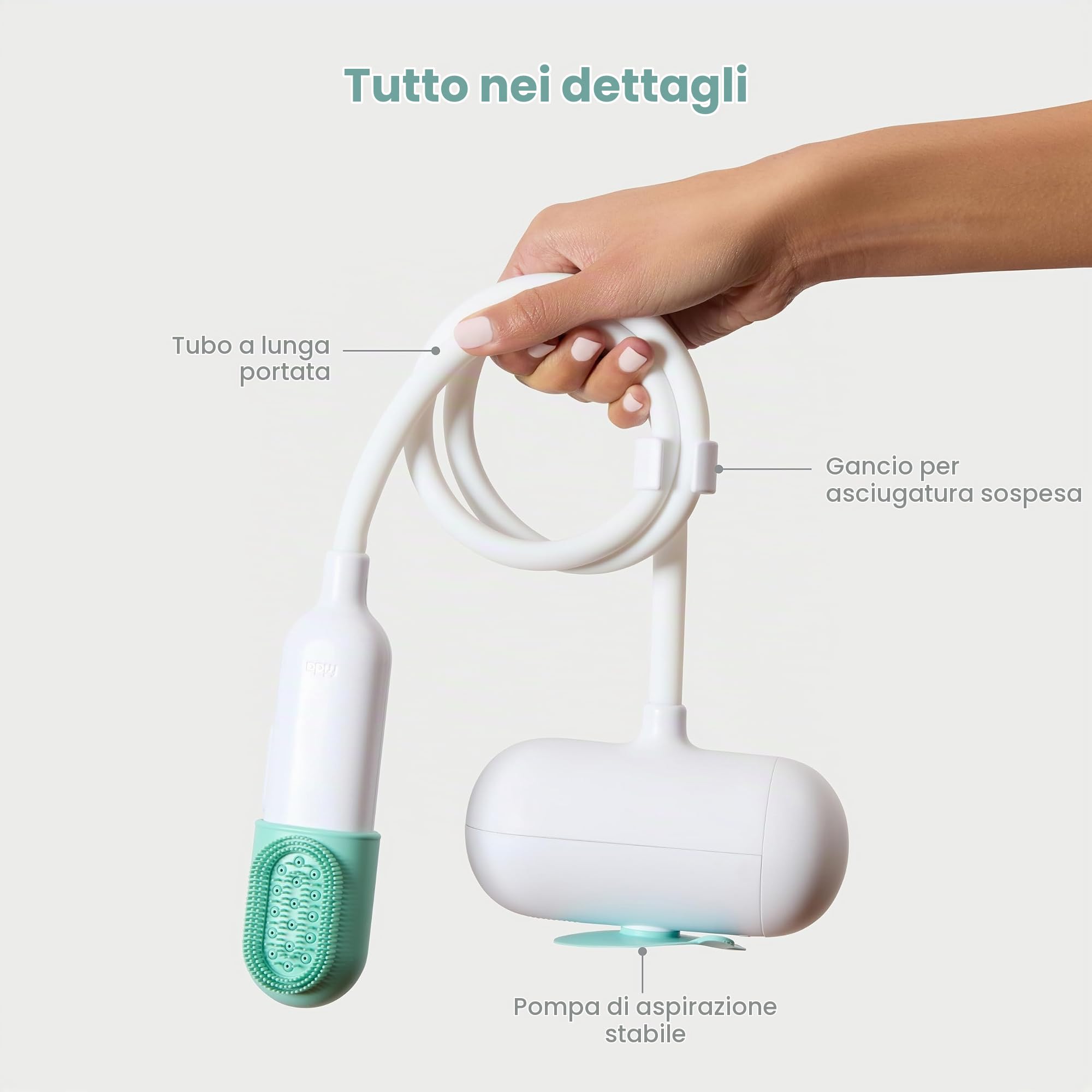 Frida Baby Control The Flow - Spruzzatore per vasca da bagno per bambini, soffione doccia con massaggiatore per cuoio capelluto, controllo del flusso d'acqua con 2 modalità di pressione